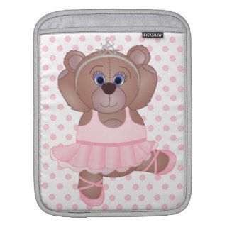 Cute Little Ballerina Cartoon Teddy Bear in Pink iPad Sleeve