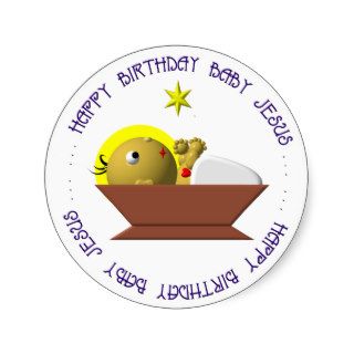 Happy Birthday Baby Jesus Round Stickers