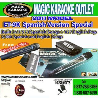 Entertech Magicsing Et9k Digital Karaoke Microphone System   1,573 Songs Spanish & 427 English Songs a Total of 2,000 Songs Spanish and English POP  for Your Convenience Copy Paste Song List Link in Description Musical Instruments