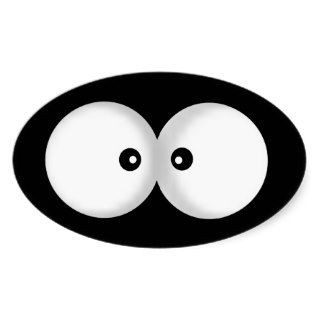 funny cartoon eyes oval sticker