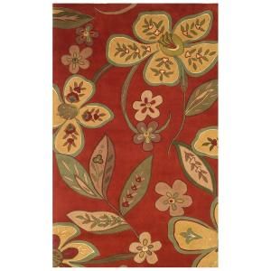 Kas Rugs Modern Floral Brick/Beige 2 ft. 6 in. x 4 ft. 6 in. Area Rug DISCONTINUED EME906126X46