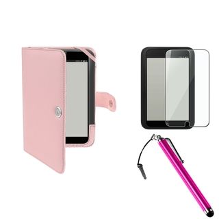 BasAcc Pink Leather Case/ Protector/ Stylus for Barnes & Noble Nook HD BasAcc Tablet PC Accessories