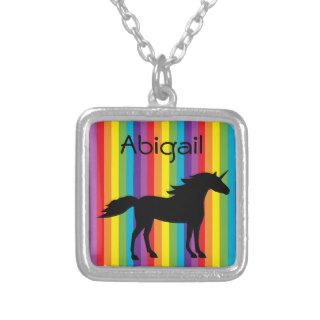 Personalized Unicorn Rainbow Necklace for Girls