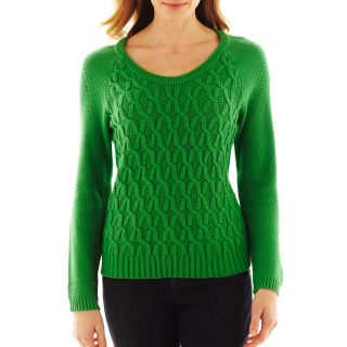 LIZ CLAIBORNE Long Sleeve Cable Knit Sweater   Talls, Womens