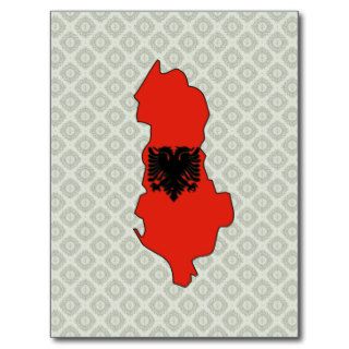 Albania Flag Map full size Postcards
