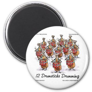 Funny Christmas 12 Drumsticks Drumming Gifts & Tee Magnets
