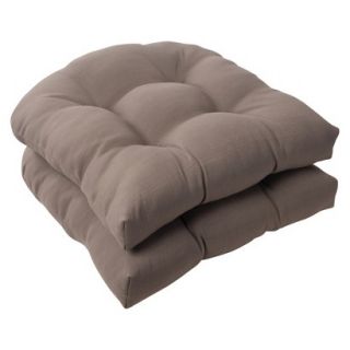Outdoor 2 Piece Wicker Seat Cushion Set   Taupe Forsyth Solid