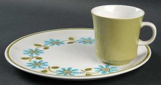 Mikasa Garland Snack Plate & Reg Fl Cup, Fine China Dinnerware   Cerastone, Blue