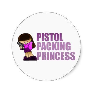 Pistol Packing Princess Round Sticker