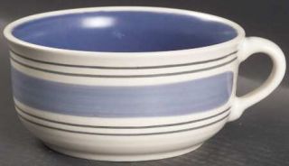 Pfaltzgraff Rio Soup Mug, Fine China Dinnerware   Concentric Blue Bands & Center
