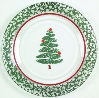 Furio Fuo5 Glassware Salad Plate, Fine China Dinnerware   Green Sponged Rim&Xmas