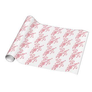 guitar player outline cowboy red.png wrapping paper