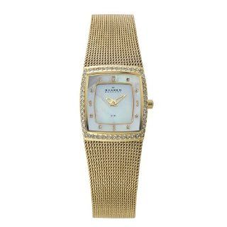 Skagen Gold Glitz with Striped Mesh Watch at  Women's Watch store.