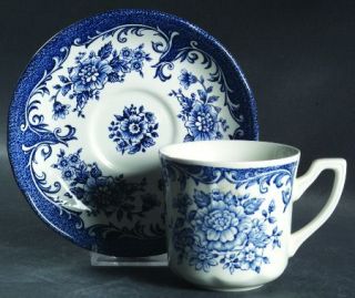 J & G Meakin Avondale Blue Flat Cup & Saucer Set, Fine China Dinnerware   Allove