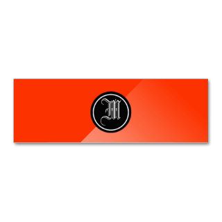 Orange Red and Monogram Business Card