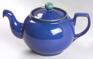 Denby Langley Metz Teapot & Lid, Fine China Dinnerware   Stoneware,Blue&Green,Re