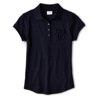 Izod Short Sleeve Bow Pocket Polo Shirt   Girls 4 18 and Plus, Su Navy, Girls