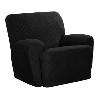 Stretch Dot 4 pc. Recliner Slipcover Set, Black