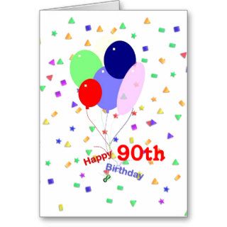 Colorful 90th Birthday Balloons Cards