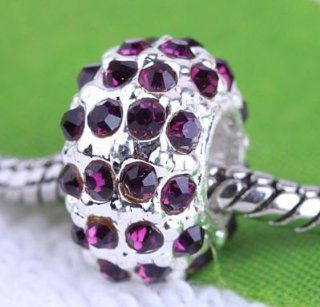 20pc Silver Plated Amethyst Crystal Spacer Pendant Charm Fit Bracelet AB435 1   Bead Charms