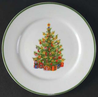 Christopher Radko Holiday Celebrations (Green Trim) Appetizer Plate, Fine China