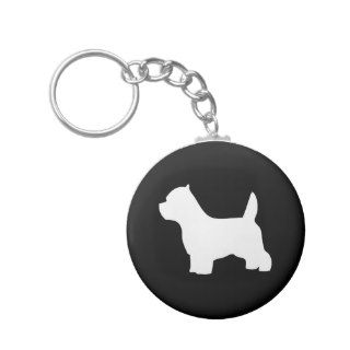 West Highland White Terrier dog, westie silhouette Keychains