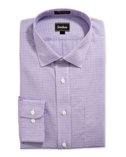 Classic Fit Non Iron Checked Dress Shirt, Purple