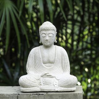 White Sandstone Buddha Statue (Indonesia) Garden Accents