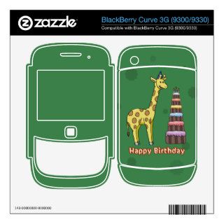 Happy Birthday Giraffe with Cake BlackBerry Curve Skin