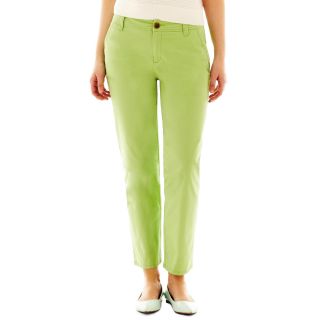 LIZ CLAIBORNE Essential Chino Cropped Pants, Green, Womens