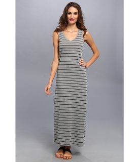 Ninety V Neck Stripe Racerback Dress Womens Dress (Gray)