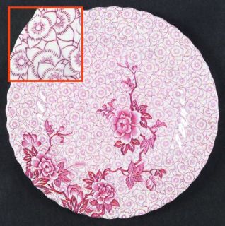 Johnson Brothers Lotus Red/Pink Dinner Plate, Fine China Dinnerware   Red/Pink,