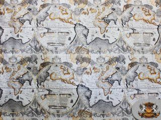Vinyl ATLAS WORLD MAP Flannel Back Upholstery Fabric 52" Wide Sold By The Yard