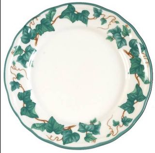 Epoch Climbing Ivy Salad Plate, Fine China Dinnerware   Green Ivy Leaves And Tri