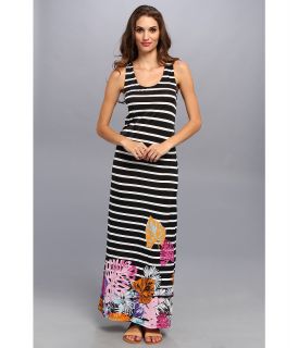 Ninety Stripe Dress w/ Flower Placement Print Womens Dress (Black)