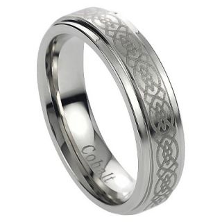 Daxx Mens Cobalt Engraved Celtic Design Band   Silver 12
