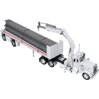 New Ray Die Cast Truck Replica   Peterbilt 379 Flatbed Trailer with I Beam, 1