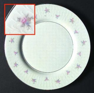Mikasa Sybil Dinner Plate, Fine China Dinnerware   Pink&Blue Flowers,Platinum Tr