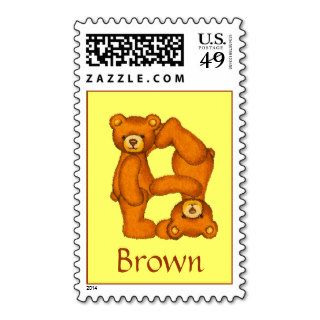 Teddy Bear Alphabet~Letter B Initial~Postage Stamp