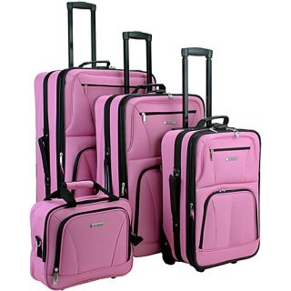 Deluxe 4 Piece Luggage Set Pink   Rockland Luggage Luggage Sets