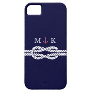 Nautical Rope and Anchor Monogram in Navy iPhone 5 Case
