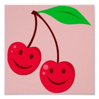 smiley happy face cherries poster
