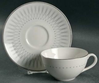 Royal Doulton Debut Flat Cup & Saucer Set, Fine China Dinnerware   Gray Crossing