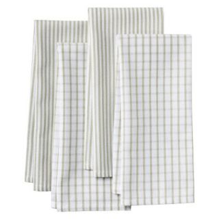 Threshold Stripe & Grid Kitchen Towel Set of 4   Green