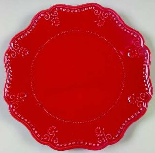 Sadek Sunflower Red Dinner Plate, Fine China Dinnerware   Red,Embossed Scroll&Fl