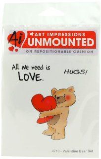 Art Impressions 4218 Valentines Series "Valentine Bear Set" Rubber Stamp