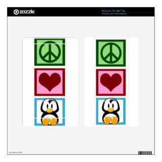 Peace Love Penguins Kindle Fire Decal