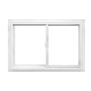 American Craftsman 50 Slider Fin Vinyl Windows, 48 in. x 47 in., White, with LowE Insulated Glass and Screen 50 SLIDER FIN