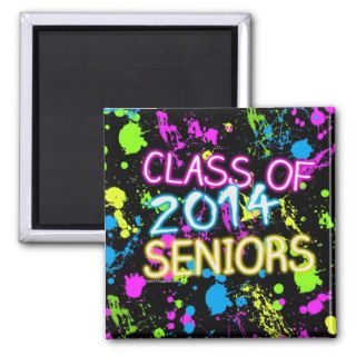 Neon Graffiti Class of 2014 Seniors Graduation Fridge Magnets