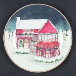 American Atelier Winter Village Salad/Dessert Plate, Fine China Dinnerware   Blu